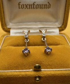 925 Sterling Silver Amethyst Drop Stud Earrings