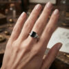 Vintage stunning 925 Sterling Silver Onyx Ring -UK Size O