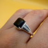 Vintage stunning 925 Sterling Silver Onyx Ring -UK Size O