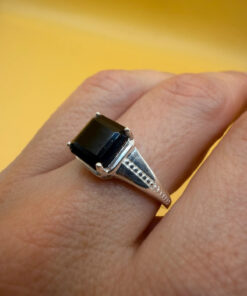 Vintage stunning 925 Sterling Silver Onyx Ring -UK Size O