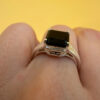 Vintage stunning 925 Sterling Silver Onyx Ring -UK Size O