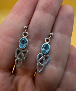 925 Sterling Silver Topaz Celtic Drop Earrings