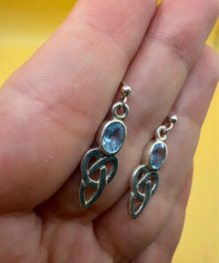 925 Sterling Silver Topaz Celtic Drop Earrings