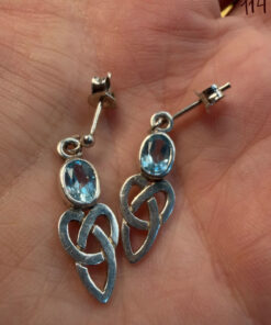 925 Sterling Silver Topaz Celtic Drop Earrings