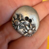 Lot of 6 Vintage 1960s Soviet Silver Tone Metal Buttons with Flower Design