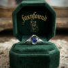 925 Sterling Silver Flower Ring with Lab Sapphire, Size K~L3