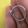 925 Sterling Silver Flower Ring with Lab Sapphire, Size K~L3