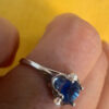 925 Sterling Silver Flower Ring with Lab Sapphire, Size K~L3