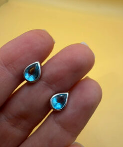 925 Sterling Silver Topaz Stud Earrings