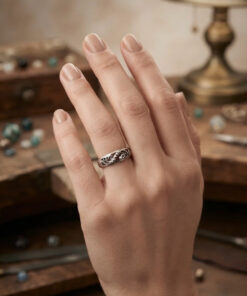 925 sterling silver vintage filigree ring, size O (vv)