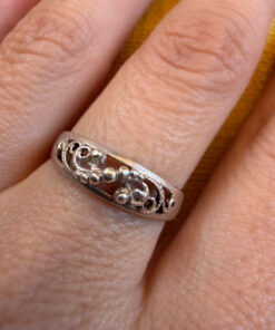 925 sterling silver vintage filigree ring, size O (vv)