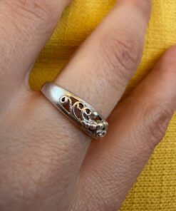 925 sterling silver vintage filigree ring, size O (vv)