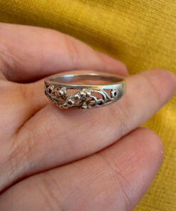 925 sterling silver vintage filigree ring, size O (vv)