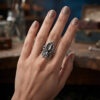 Vintage Soviet Ukrainian Sterling Silver Floral Filigree Ring, 925 Silver, Size R (v1)