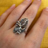 Vintage Soviet Ukrainian Sterling Silver Floral Filigree Ring, 925 Silver, Size R (v1)