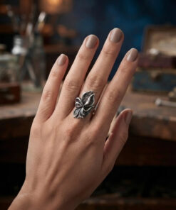 Vintage Soviet Ukrainian Sterling Silver Floral Filigree Ring, 925 Silver, Size R (v1)
