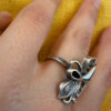 Vintage Soviet Ukrainian Sterling Silver Floral Filigree Ring, 925 Silver, Size R (v1)
