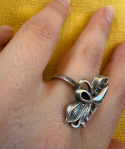 Vintage Soviet Ukrainian Sterling Silver Floral Filigree Ring, 925 Silver, Size R (v1)