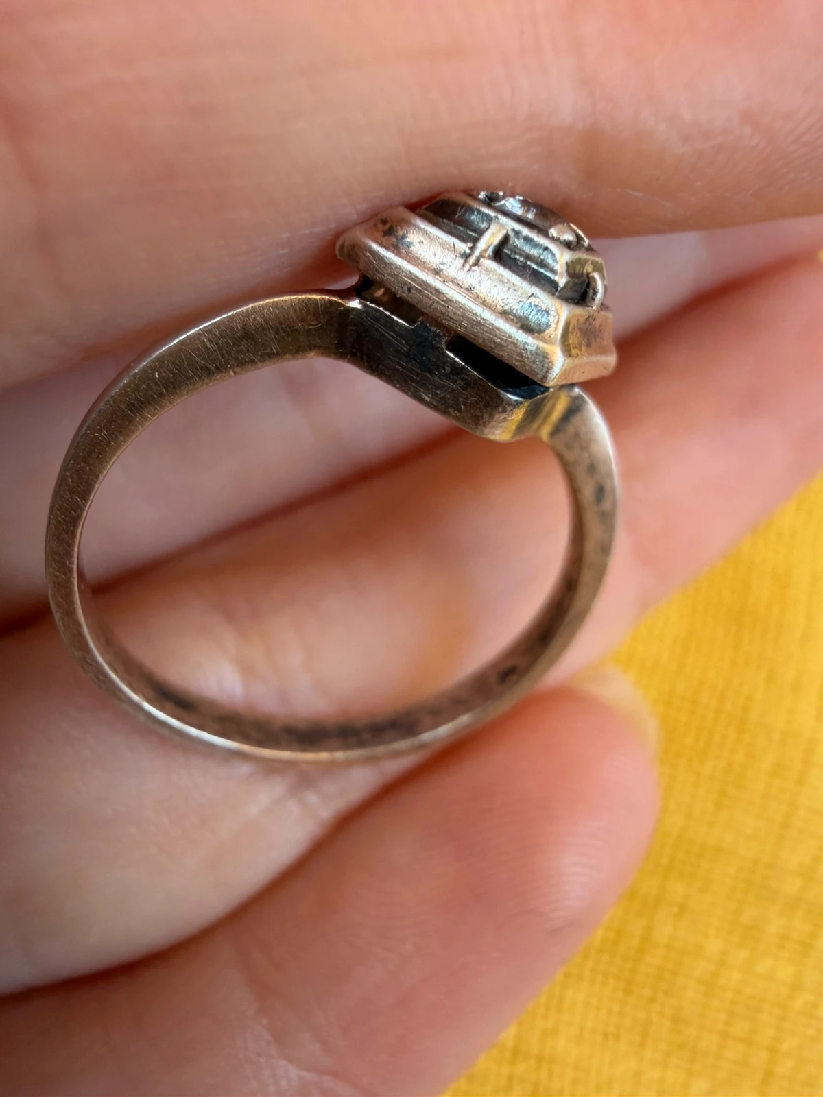 Soviet Era golden plated Sterling Silver 925 Ring Vintage Baltic Treasure ,Size O 1/2 (v1)