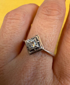 Soviet Era golden plated Sterling Silver 925 Ring Vintage Baltic Treasure ,Size O 1/2 (v1)