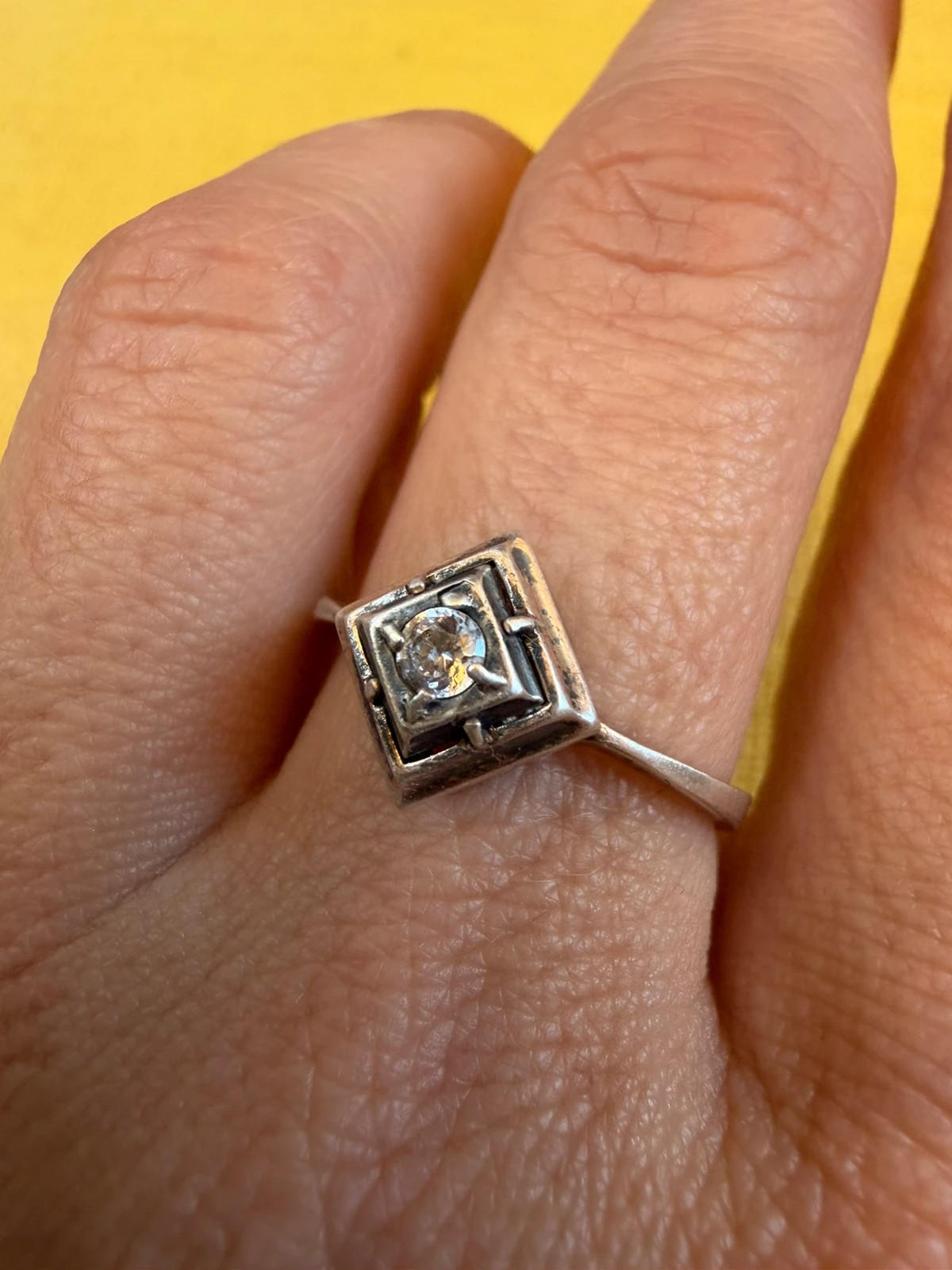 Soviet Era golden plated Sterling Silver 925 Ring Vintage Baltic Treasure ,Size O 1/2 (v1)