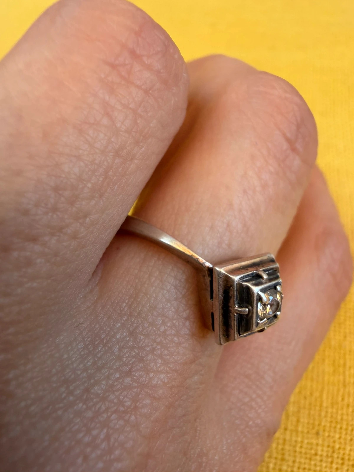 Soviet Era golden plated Sterling Silver 925 Ring Vintage Baltic Treasure ,Size O 1/2 (v1)