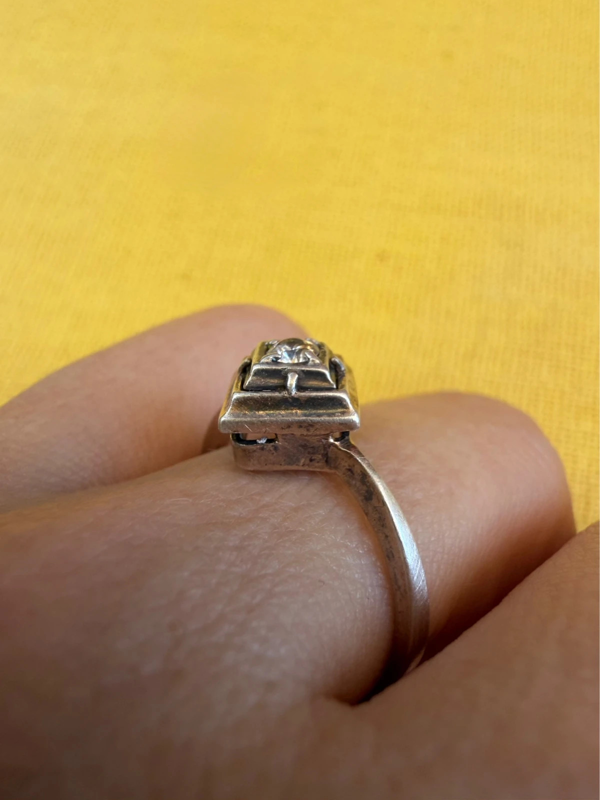 Soviet Era golden plated Sterling Silver 925 Ring Vintage Baltic Treasure ,Size O 1/2 (v1)