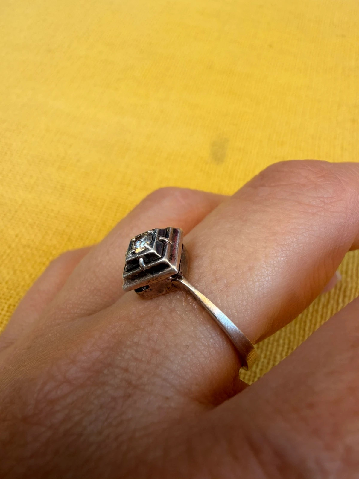 Soviet Era golden plated Sterling Silver 925 Ring Vintage Baltic Treasure ,Size O 1/2 (v1)