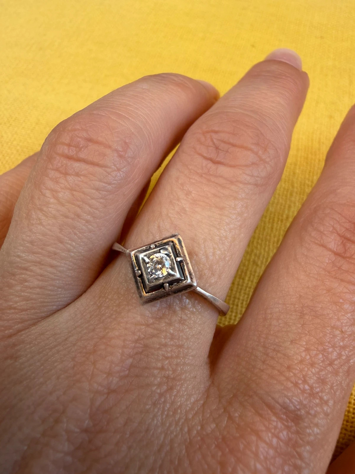 Soviet Era golden plated Sterling Silver 925 Ring Vintage Baltic Treasure ,Size O 1/2 (v1)