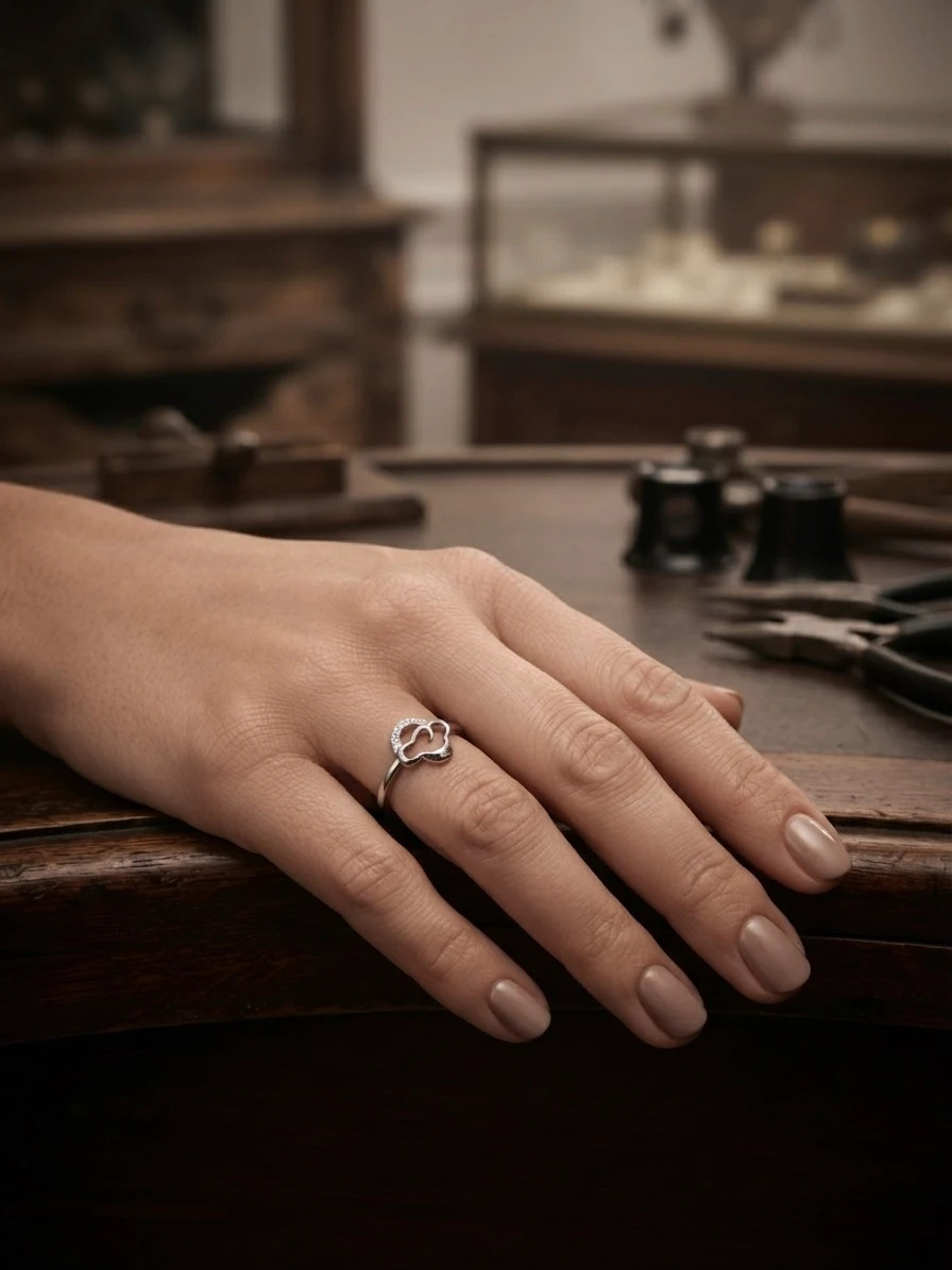 Moonlit Cloud Ring, Sterling Silver 925, Size N(v1)