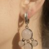 Vintage from 60s Natural Rose Quartz Cluster Dangle Earrings sterling silver