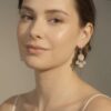 Vintage from 60s Natural Rose Quartz Cluster Dangle Earrings sterling silver