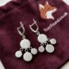 Vintage from 60s Natural Rose Quartz Cluster Dangle Earrings sterling silver