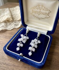 Natural Milky Quartz Beaded Silver
Earrings