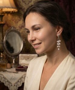 Natural Milky Quartz Beaded Silver
Earrings