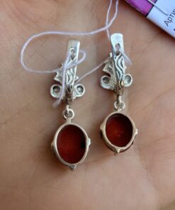 New Silver Earrings with Natural Coral ~200