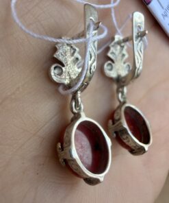 New Silver Earrings with Natural Coral ~200