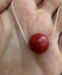 Sterling Silver Chain with a Sponge Coral Bead