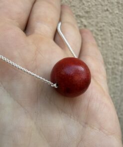 Sterling Silver Chain with a Sponge Coral Bead