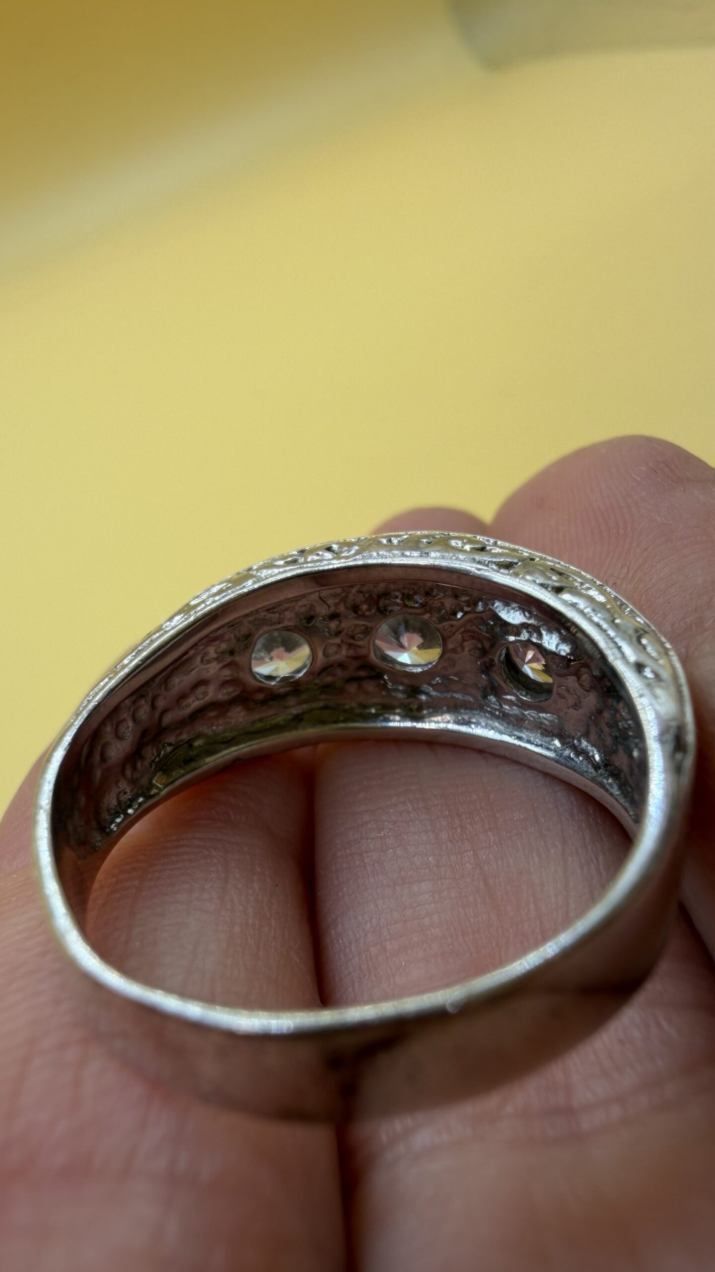 Vintage 925 Sterling Silver Ring, UK P / US 7.5,Czech Glass Stones ~202