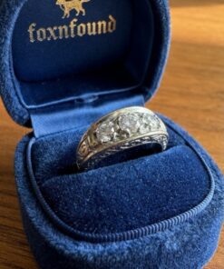 Vintage 925 Sterling Silver Ring, UK P / US 7.5,Czech Glass Stones ~202