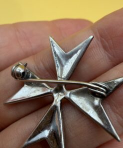 Vintage Sterling Silver Marcasite Maltese Cross Brooch — Art Deco Style, c. 1940s~207