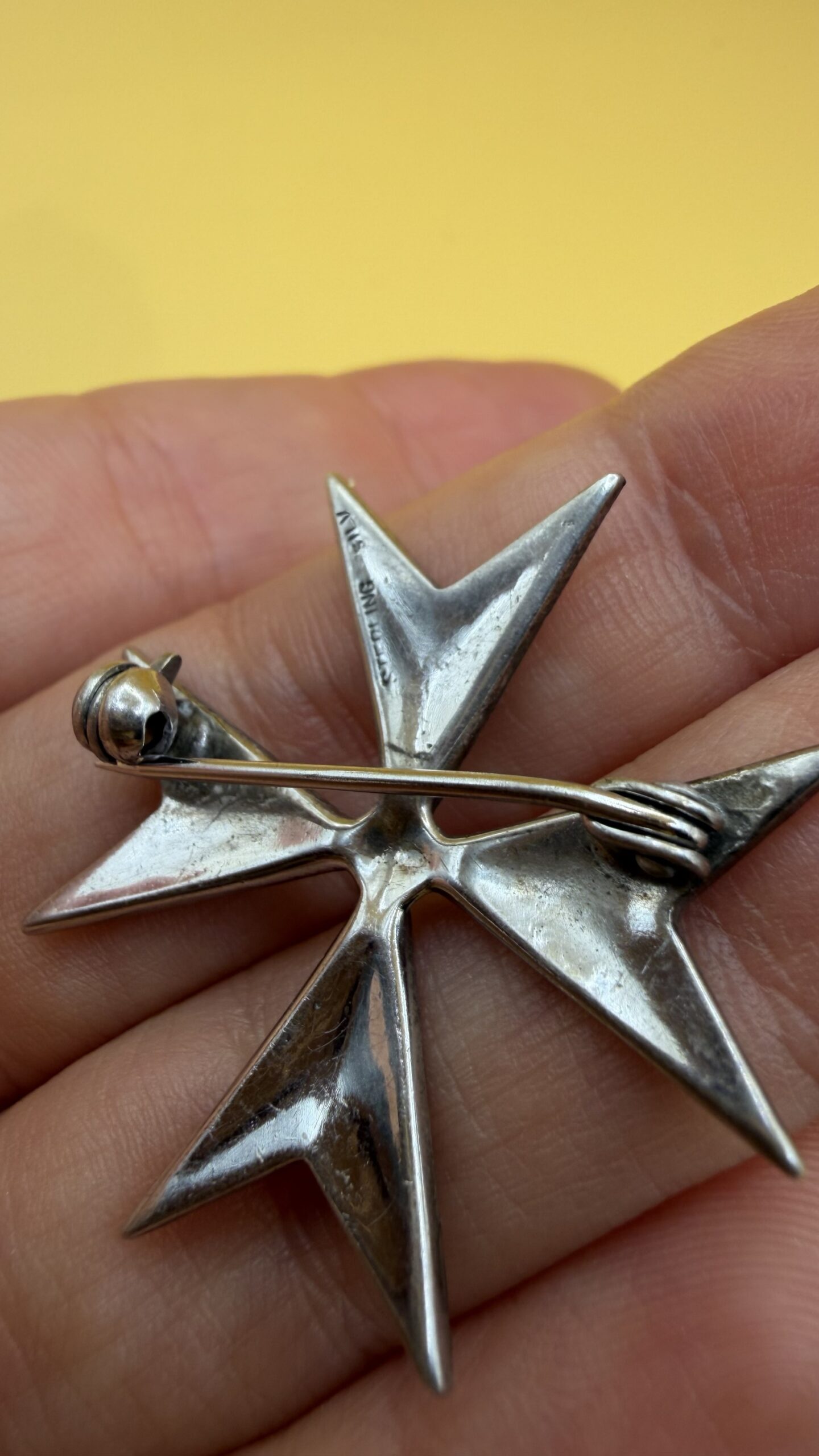 Vintage Sterling Silver Marcasite Maltese Cross Brooch — Art Deco Style, c. 1940s~207