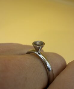 Hans Henrik Nygaard Spinning Ring – Danish Modernist Sterling Silver 925 Ring with Diamond – UK N½ / US 6¾~206