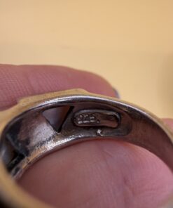 Vintage Modernist Sterling Silver Double Triangle Ring – Mother of Pearl – UK Size L / US 5¾~206