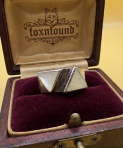 Vintage Modernist Sterling Silver Double Triangle Ring – Mother of Pearl – UK Size L / US 5¾~206