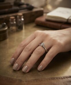 Hans Henrik Nygaard Spinning Ring – Danish Modernist Sterling Silver 925 Ring with Diamond – UK N½ / US 6¾~206