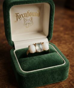 Vintage 925 Sterling Silver 18K Gold Plated Ring with Opal & Square Diamonds – UK M / US 6¼~206