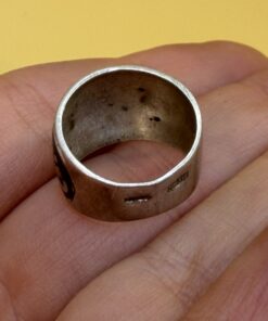 Vintage Kubachi Silver Ring, Black Niello Floral Scrollwork, Size F, Soviet 875 Silver~31