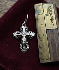 Vintage 925 Sterling Silver Russian Orthodox Crucifix Cross Pendant ~31